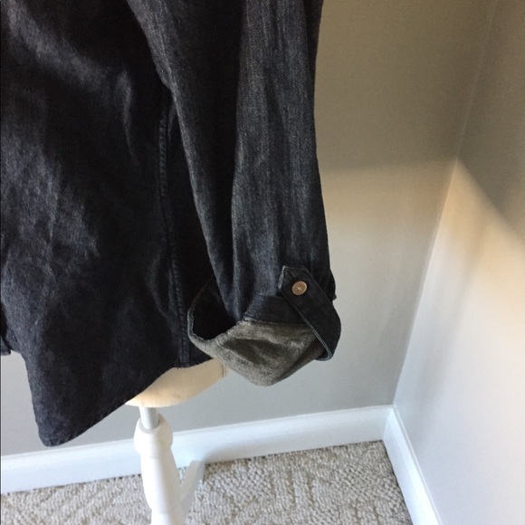 Talbots Dk Blue Denim Button Down Roll Tab Shirt - Picture 4 of 6